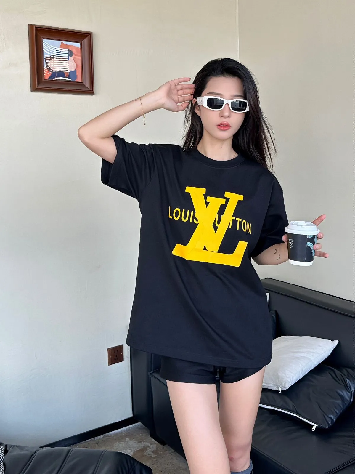 Louis Vuitton/Louis Vuitton thick rubber letter print short sleeves